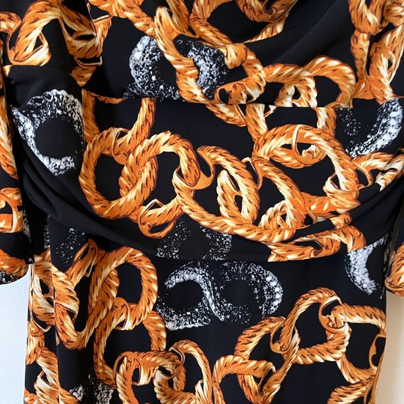 Boston Proper Black and Gold Chain Print Blouse - Picture 5 of 5